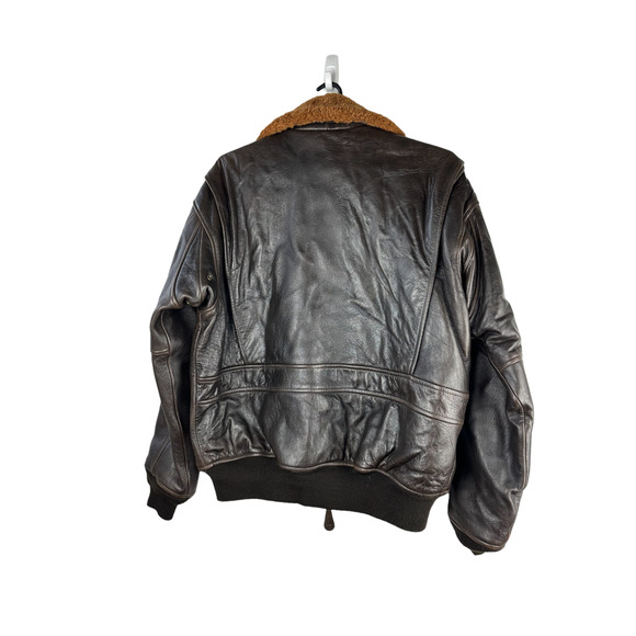 Schott Wings of Gold Brown Leather Bomber Naval Flight Aviation Jacket Men's L - Picture 6 of 16